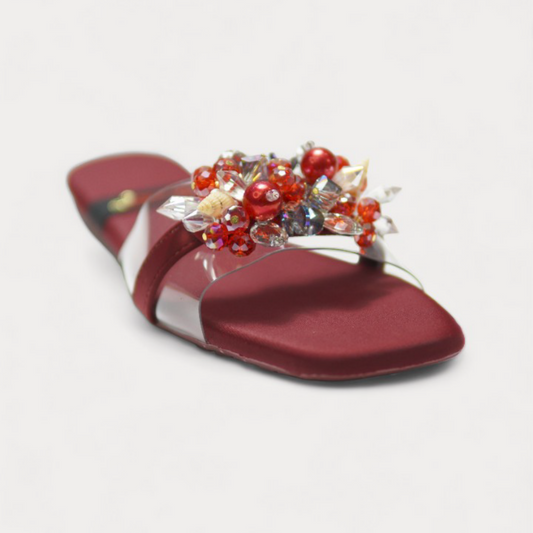 Red Bliss Bejeweled Sandals