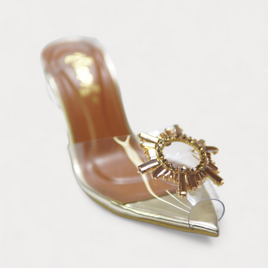 Golden Gilded Amber Sunburst Heels