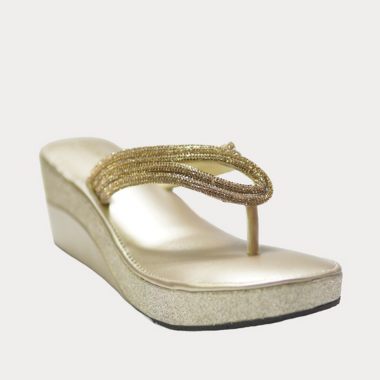 Gold Wedge Thong Sandals