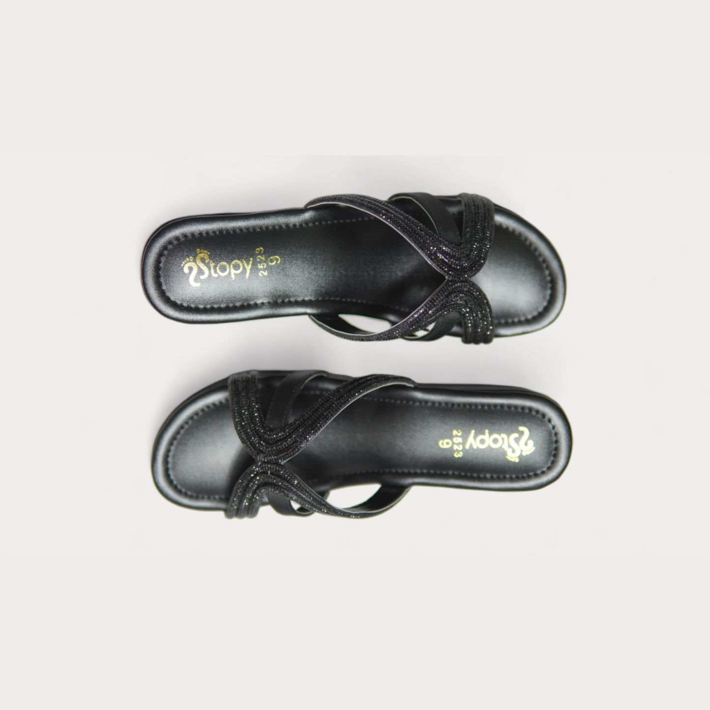 Black Sparkle Crisscross Platform Sandals