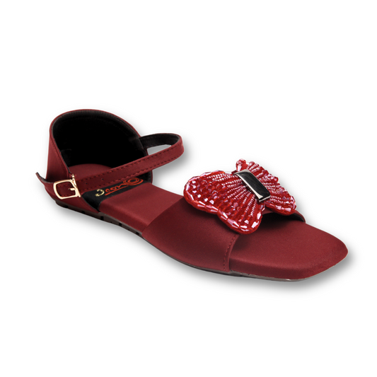 Red Beaded Bow Sandal