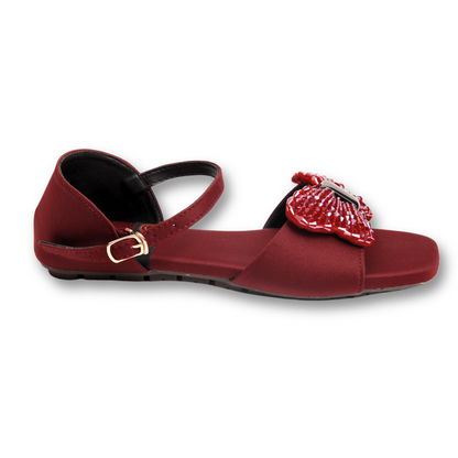 Red Beaded Bow Sandal