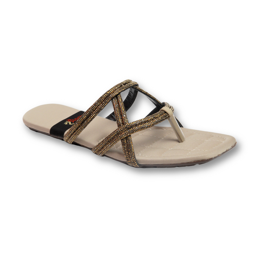 Beige Crisscross Flats