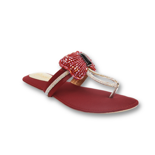 Red Beaded Thong Sandals