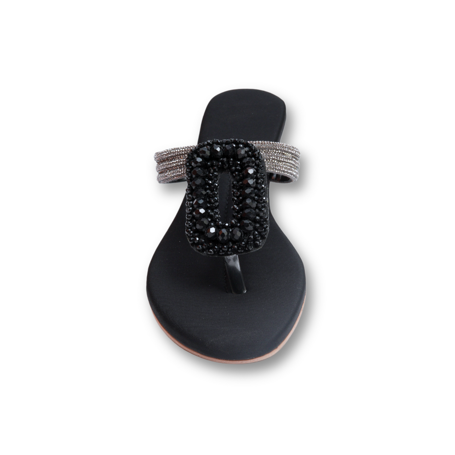 Black Beaded Flat Sandals