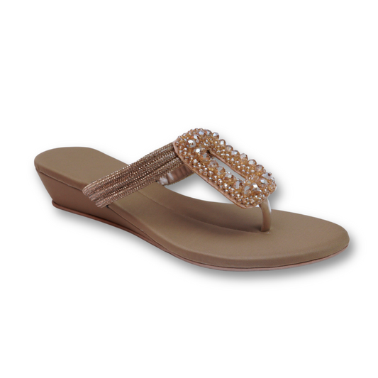 Cream Beaded Flat Sandals