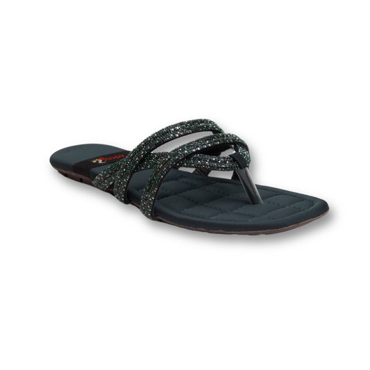 Black Crisscross Beaded Sandals