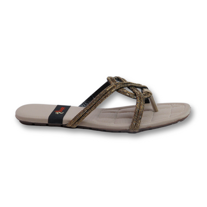 Brown Crisscross Beaded Sandals