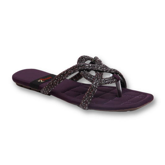 Purple Crisscross Beaded Sandals