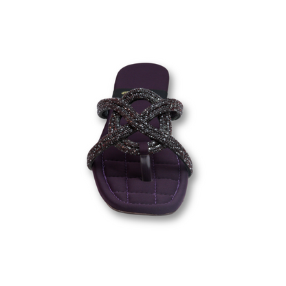 Purple Crisscross Beaded Sandals