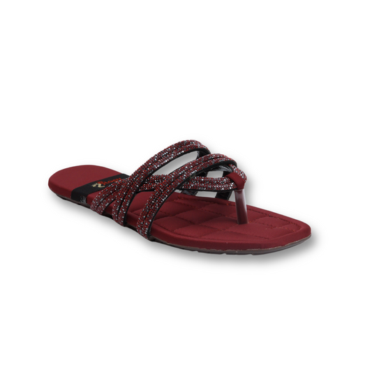 Red Crisscross Beaded Sandals