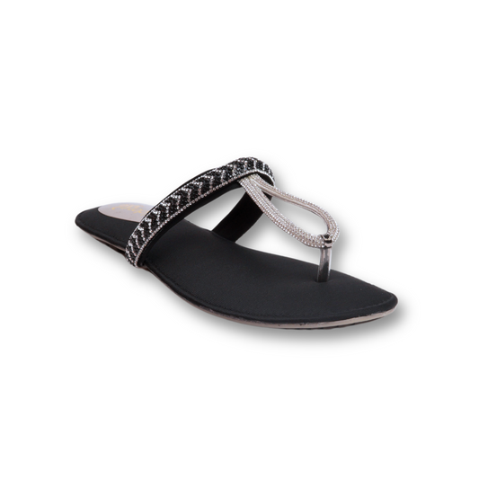 Black and Silver Beaded Sandals