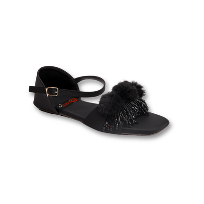 Navy Blue Feathered Sandal