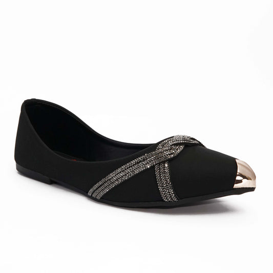 Black Flats with Silver Bow