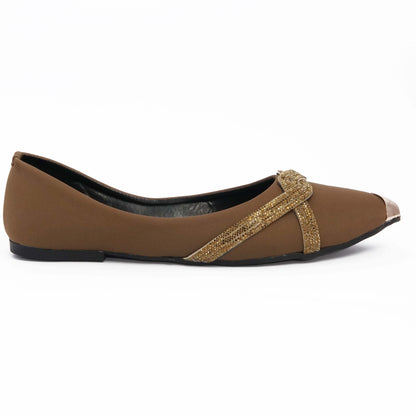 Brown Flats with Gold Bow